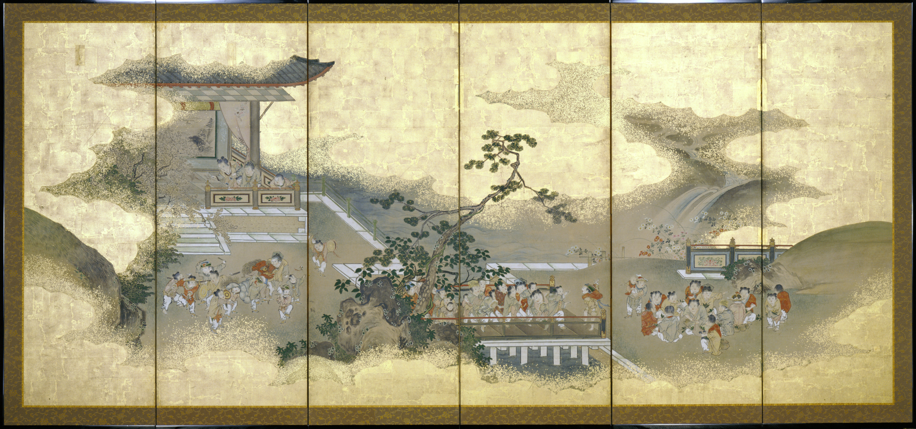 重要文化財　唐子図屏風（対馬宗家文書）　1双(左隻1、右隻1)