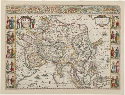 アジア図および都市・民族図