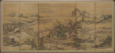 九州国立博物館 | 収蔵品ギャラリー | 春夏耕作・秋冬山水図屏風