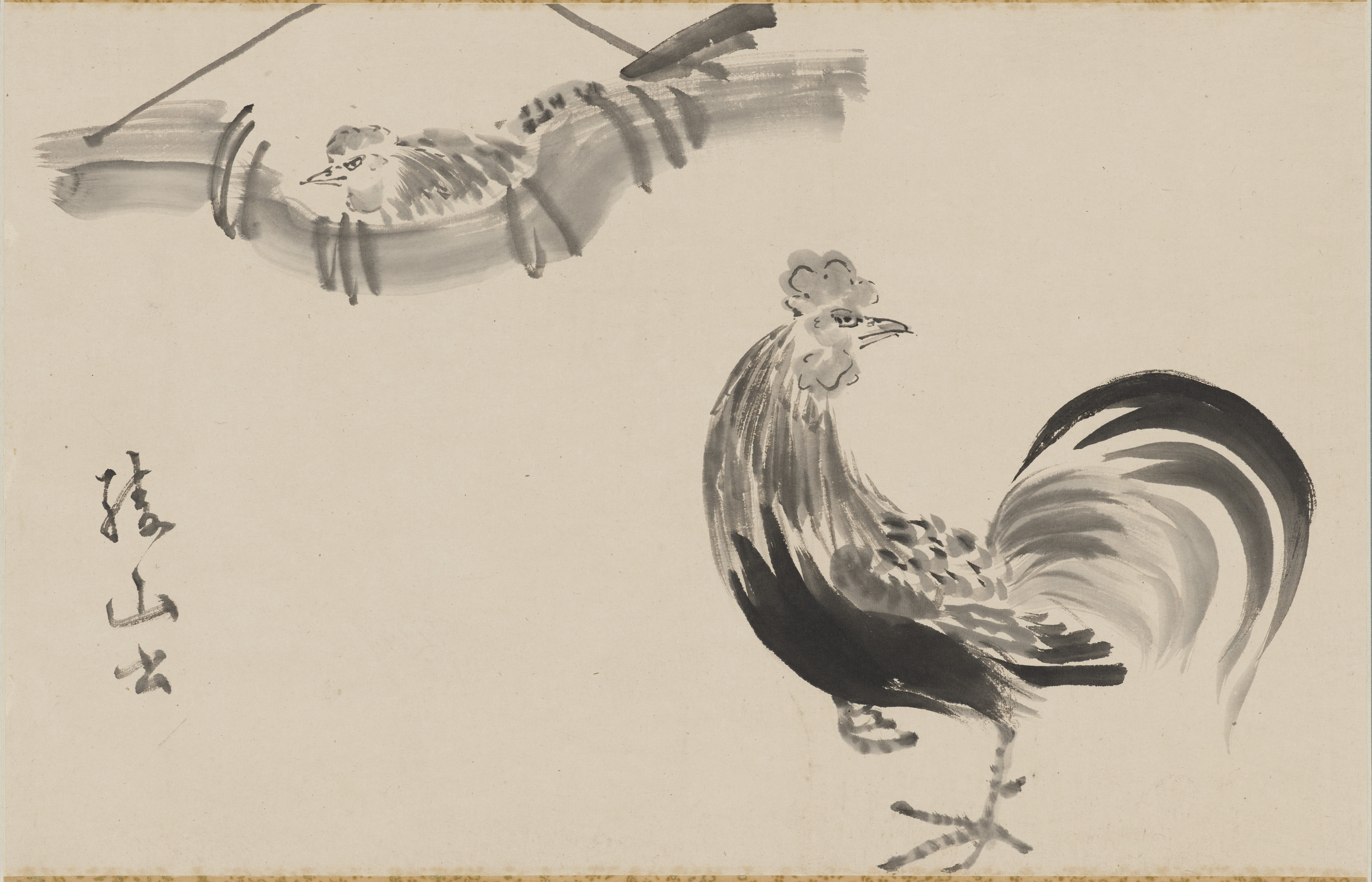 重要文化財　貞心院筆鶏図（対馬宗家文書）　1幅