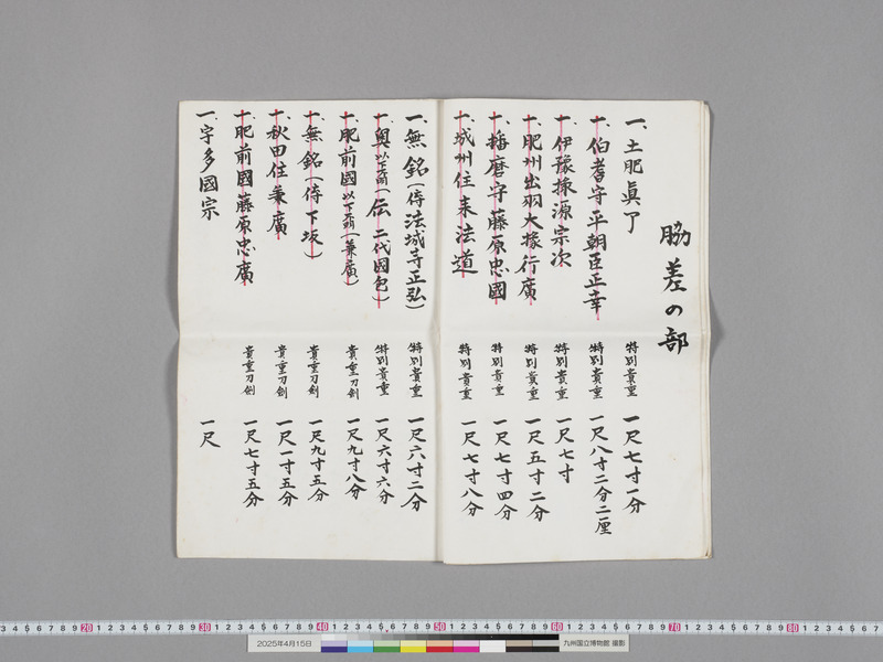 画像番号：118336　2025/04/15　付属資料1-刀剣目録-本紙3