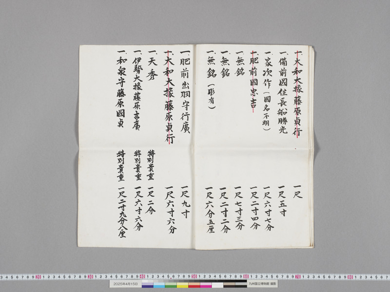 画像番号：118337　2025/04/15　付属資料1-刀剣目録-本紙4