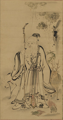 幸信筆寿老人図（対馬宗家文書）