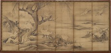 九州国立博物館 | 収蔵品データベース | 松に叭叭鳥・柳に白鷺図屏風 九州国立博物館 | 収蔵品データベース | 松に叭叭鳥・柳に白鷺図屏風