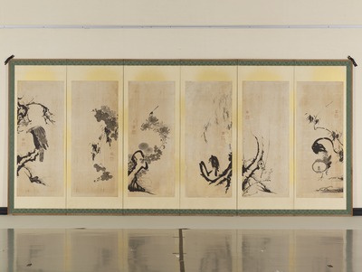 押し絵の屏風　　首降り三年様 押絵屏風 紅梅図 屏風 KOUHAKUBAI ちりめん細工 日本製 金屏風