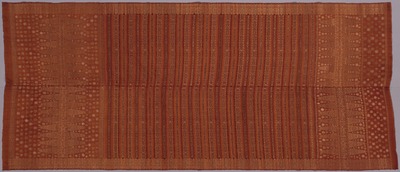 赤茶地縞絣金糸紋織祭礼布