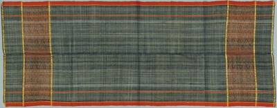 藍格子絣金糸紋織ショール