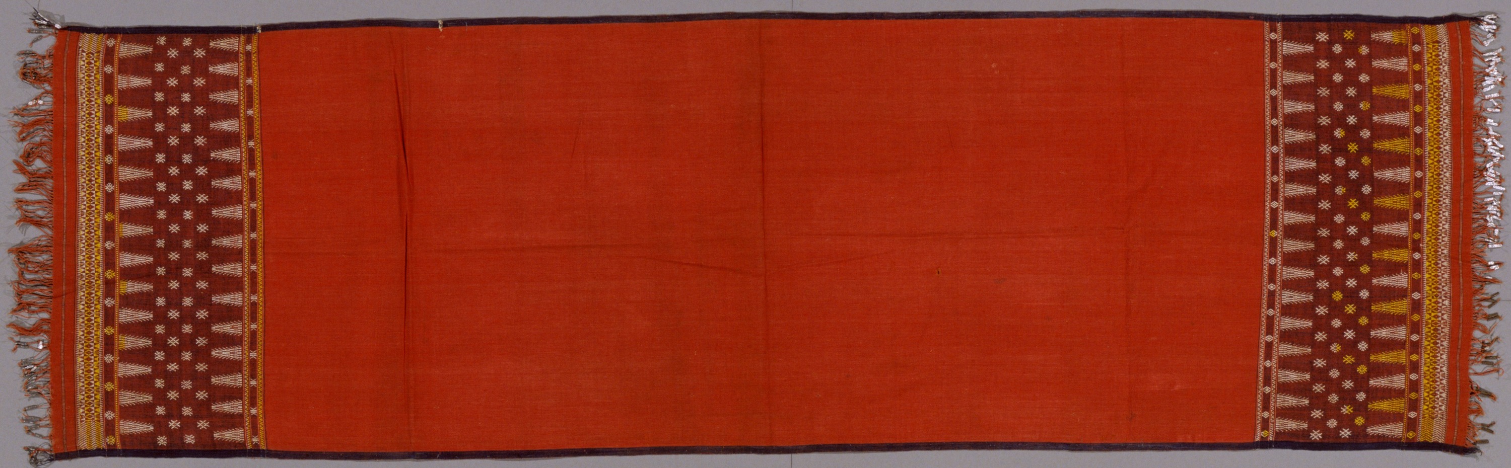 橙赤紫地金糸紋織ショール　1枚